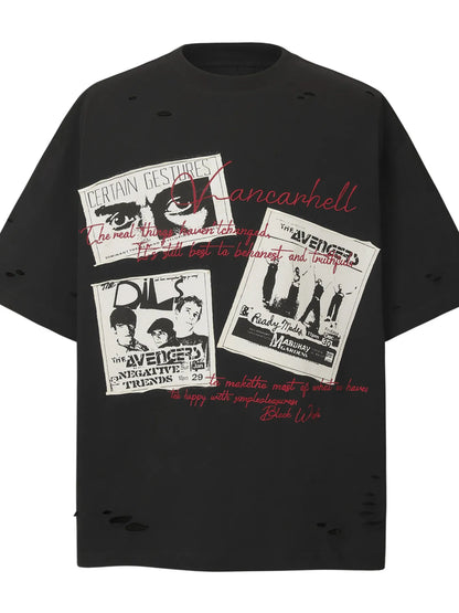 Men's Music Band Graphic Short Sleeve T-Shirt Black