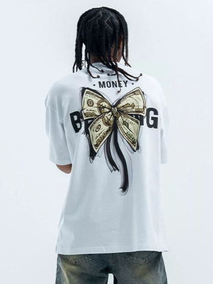 Men's Bow Graphic Oversized T-Shirt White