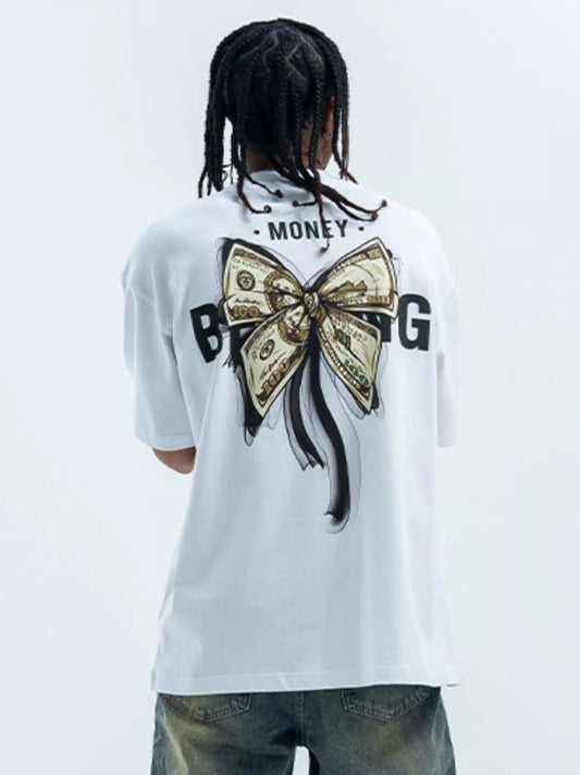 Men's Bow Graphic Oversized T-Shirt White