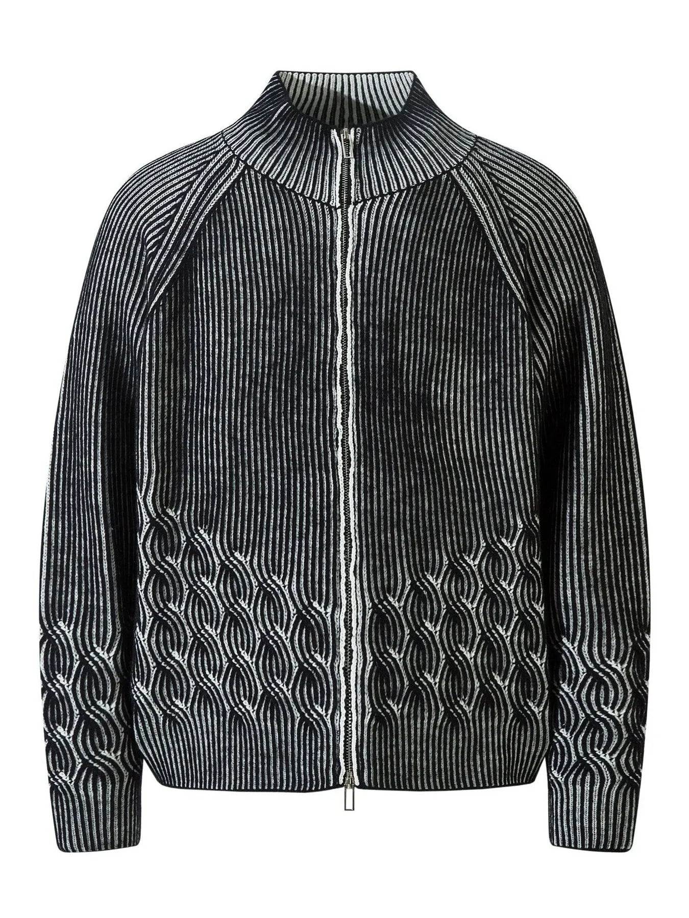 Men's Cable-Knit Zip-Up Cardigan Black