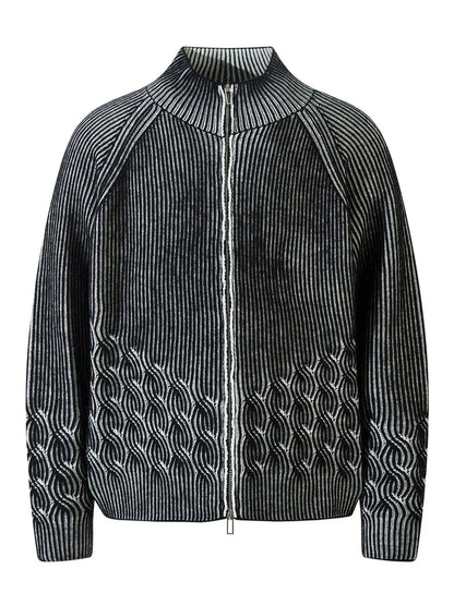 Men's Cable-Knit Zip-Up Cardigan Black