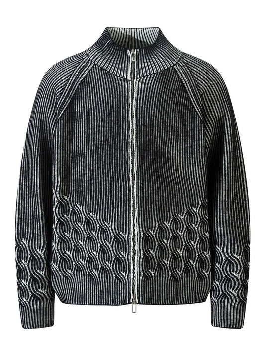Men's Cable-Knit Zip-Up Cardigan Black