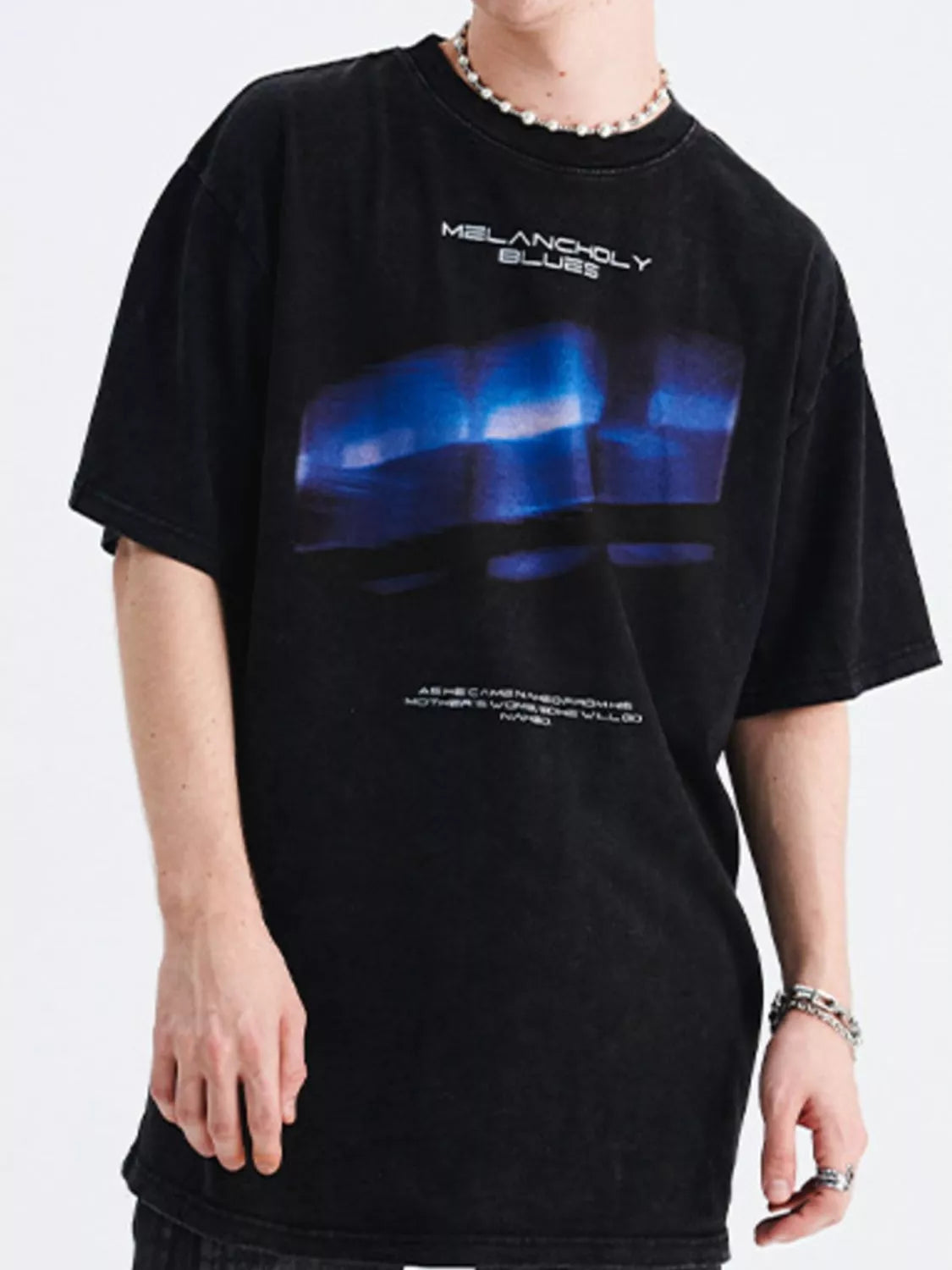 Men's Oversized Abstract Graphic T-Shirt Black