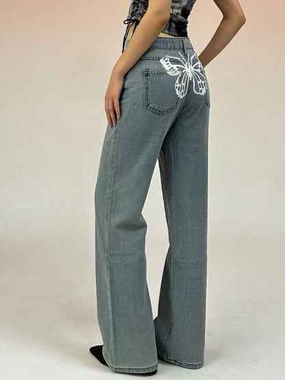 Butterfly Back Wide Leg Jeans