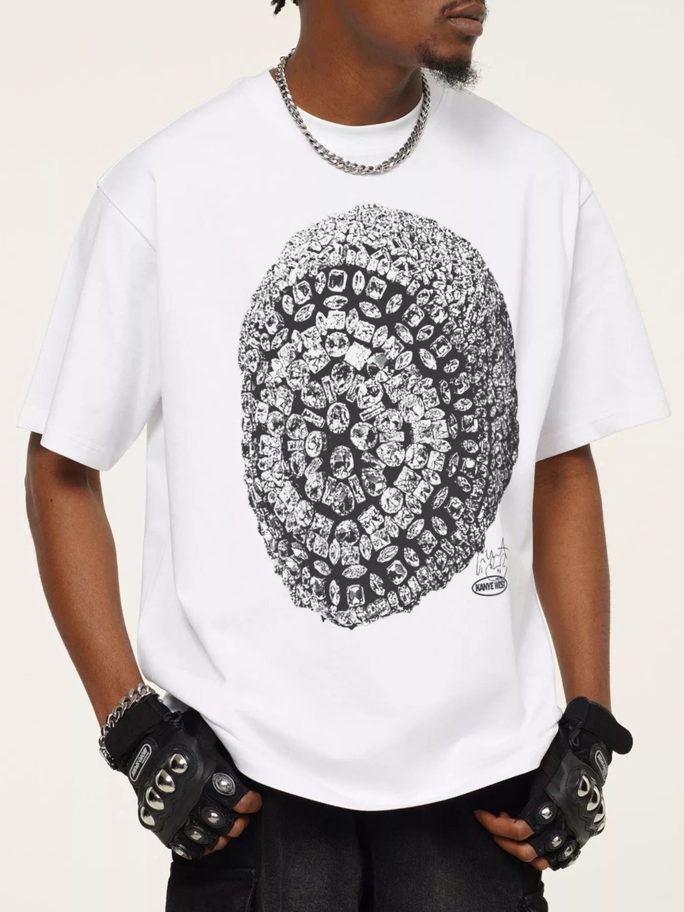 Men's Graphic Round Neck Short Sleeve T-Shirt White