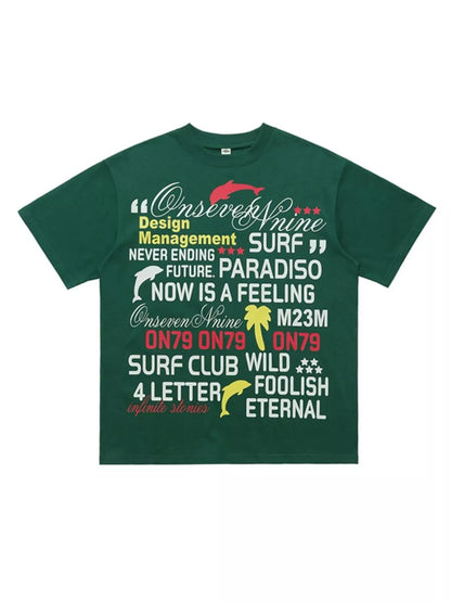 Men's Letter Round Neck Short Sleeve T-Shirt