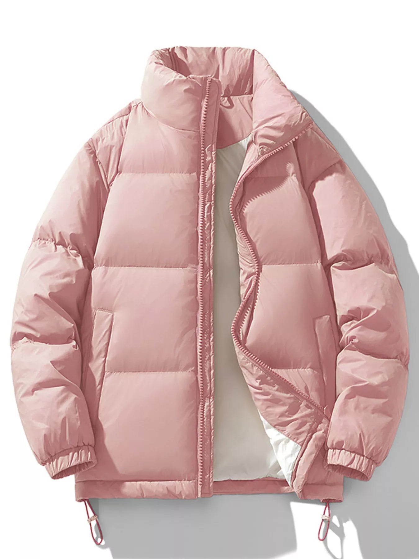 Men's Zip Up Winter Puffer Jacket Dusty Pink