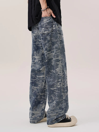 Men's Wash Wide Leg Jeans