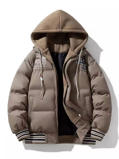 Men's Hooded Padded Puffer Jacket Taupe