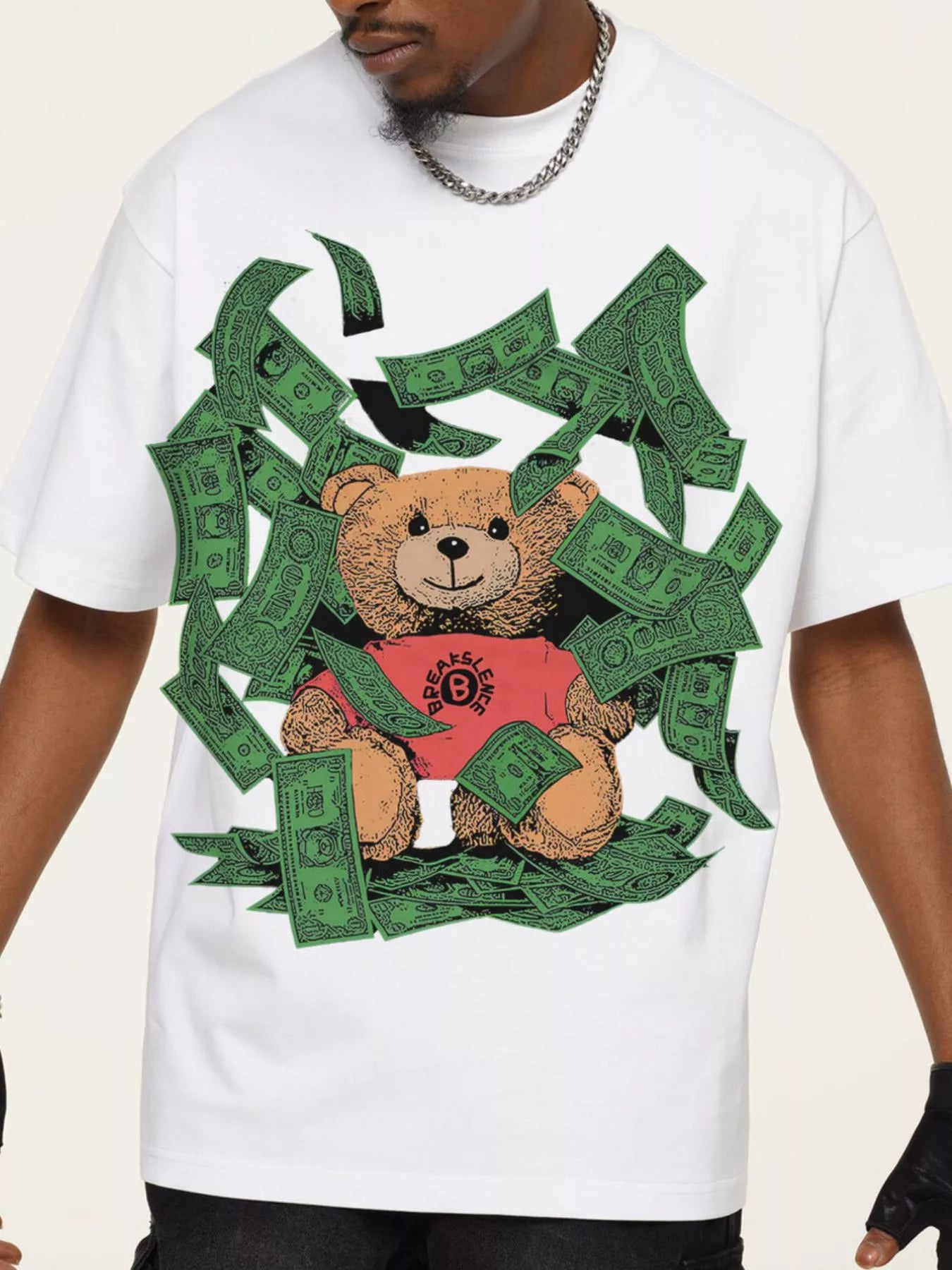 Men's Money Bear Graphic Short Sleeve T-Shirt White