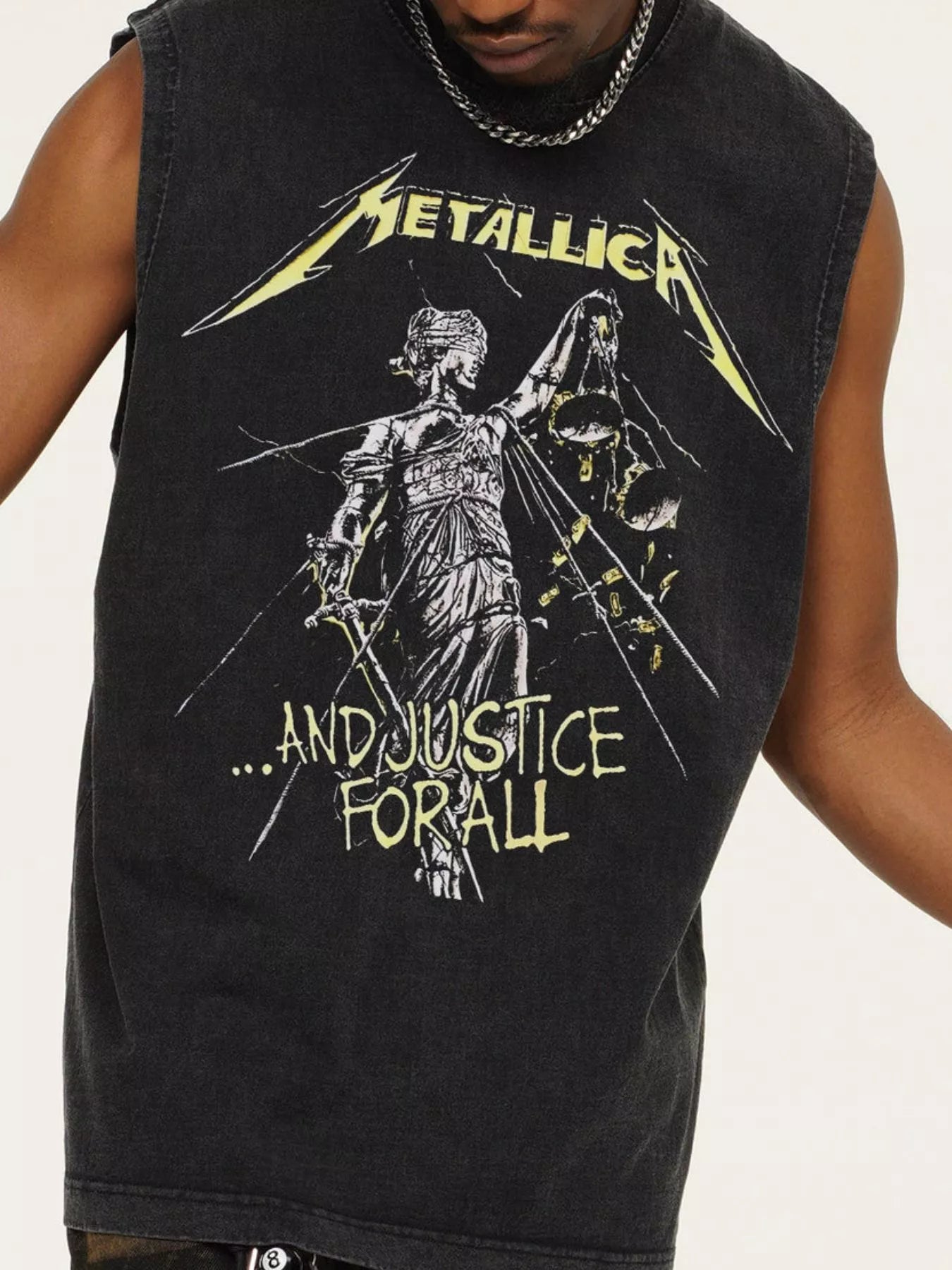 Men's Graphic Round Neck Tank Top Dark Gray