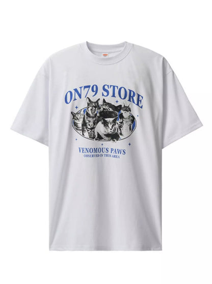 Men's Graphic Round Neck Short Sleeve T-Shirt White