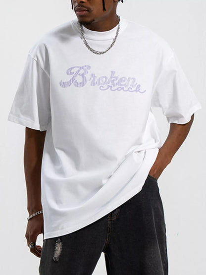 Men's Graphic Round Neck Oversized T-Shirt White