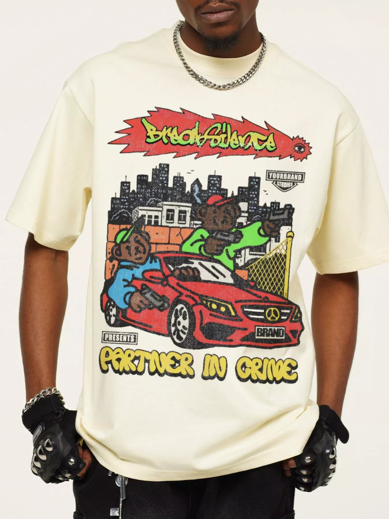 Men's Graphic Crew Neck T-Shirt Cream