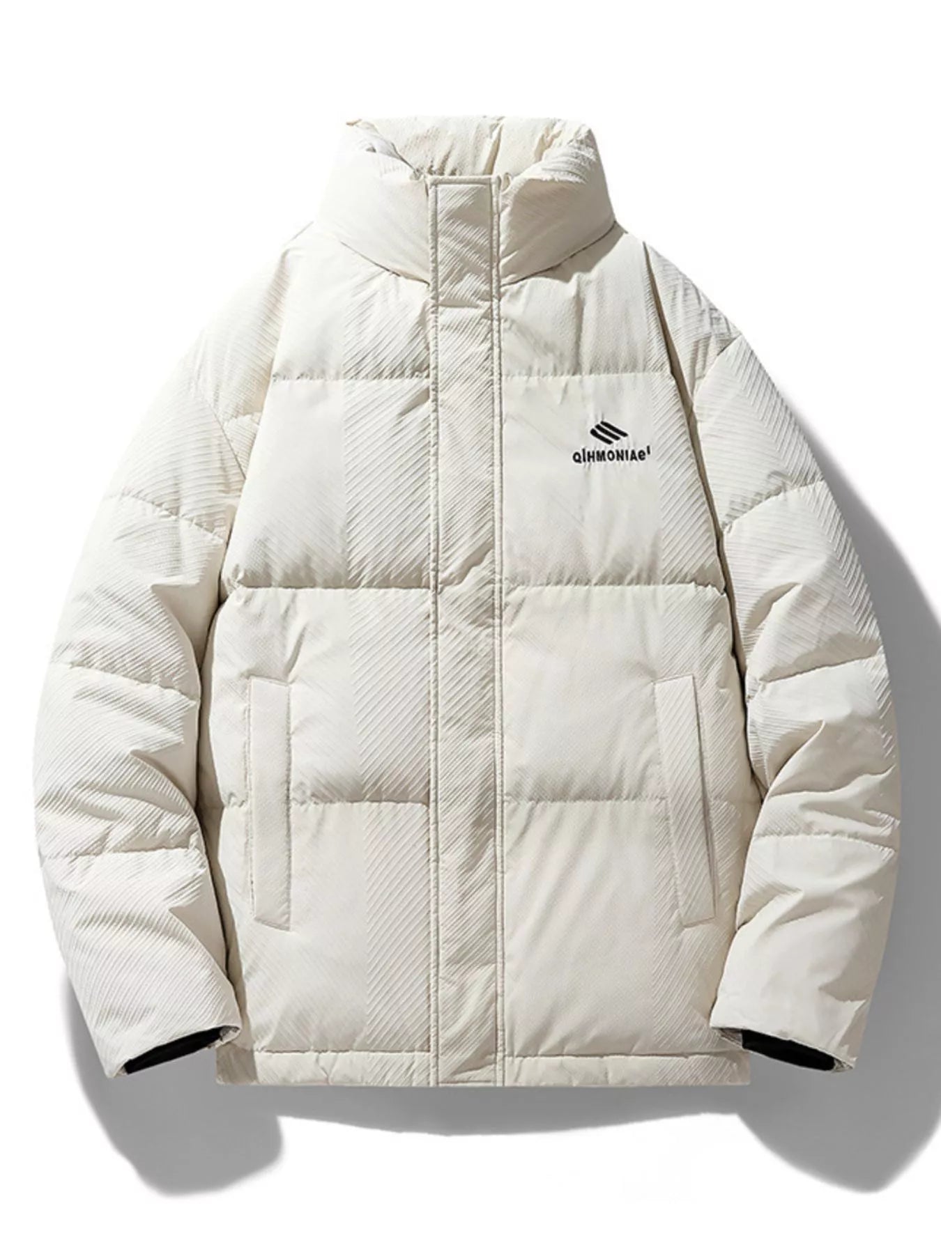 Men's Plus Size Zip Up Padded Puffer Jacket Ivory