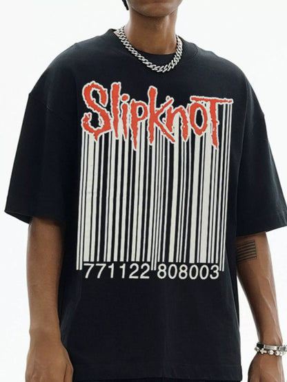 Men's Slipknot Barcode Graphic Vintage Wash T-Shirt Black