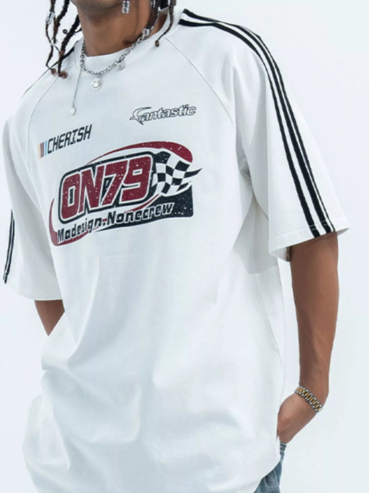 Men's Graphic Round Neck Oversized T-Shirt White