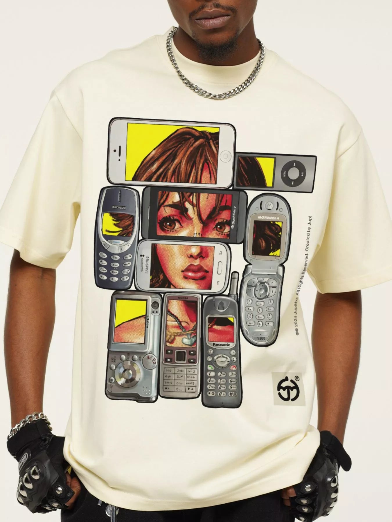Men's Vintage Wash Graphic Short Sleeve T-Shirt Cream