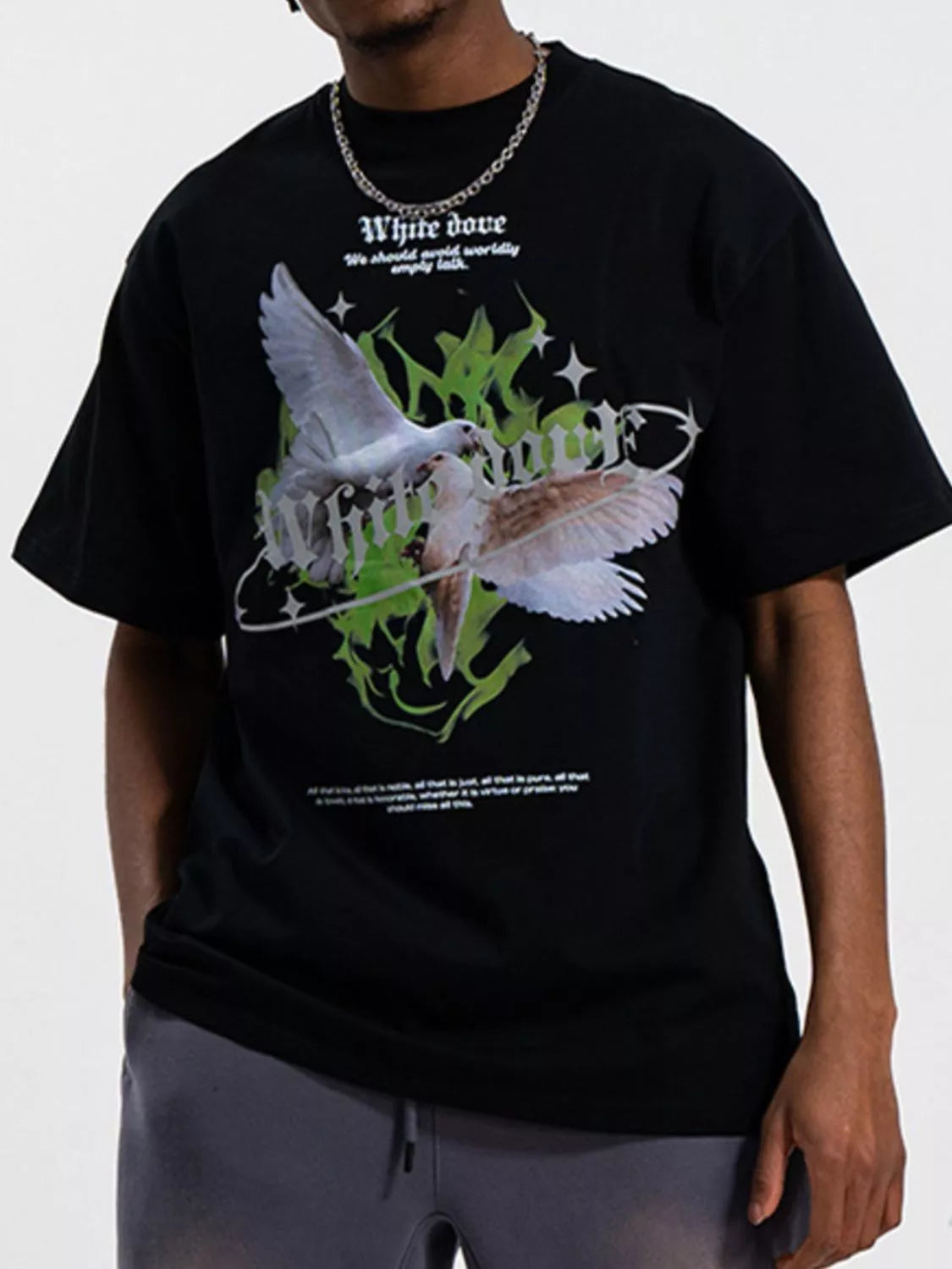 Men's Dove Graphic Oversized T-Shirt Black