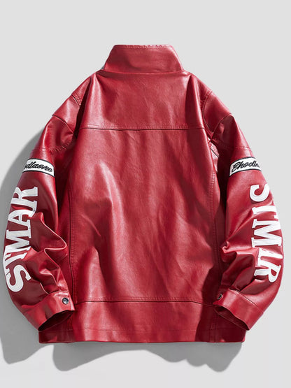 Men's Faux Leather Zip Up Jacket