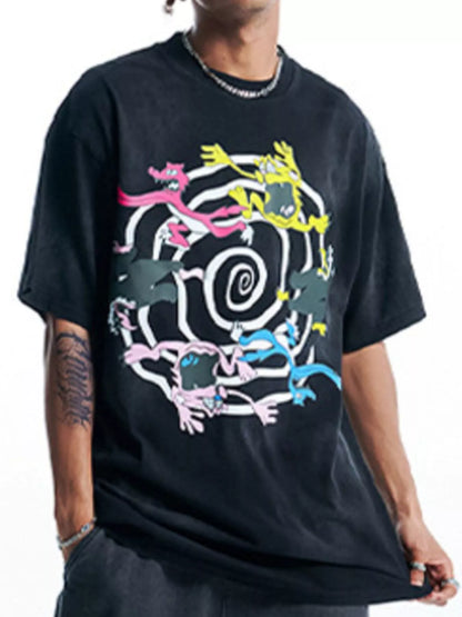 Men's Graphic Round Neck Half Sleeve T-Shirt Black
