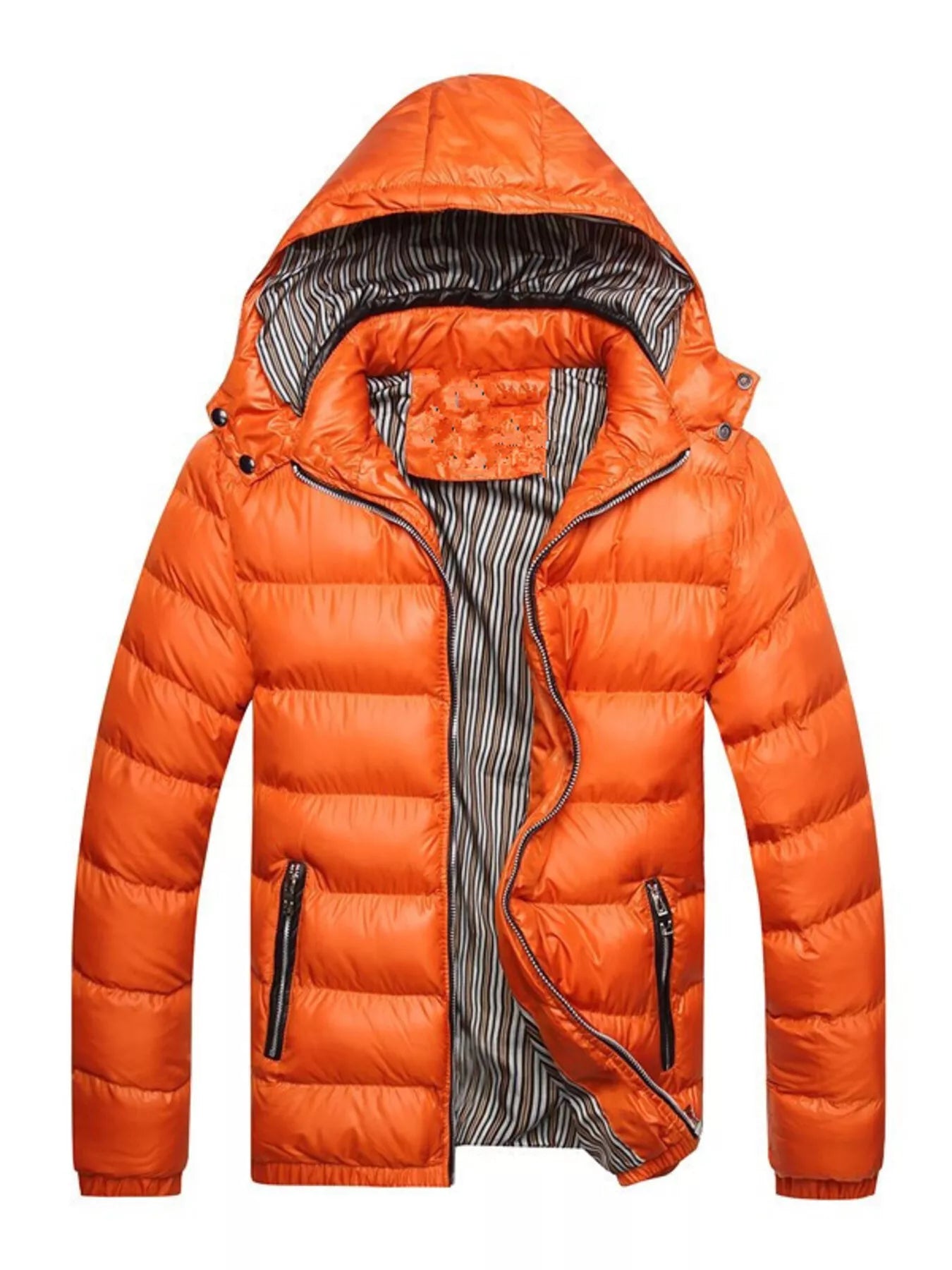 Men's Lightweight Hooded Puffer Jacket Orange