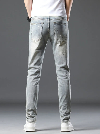 Men's Vintage Distressed Light Wash Skinny Jeans