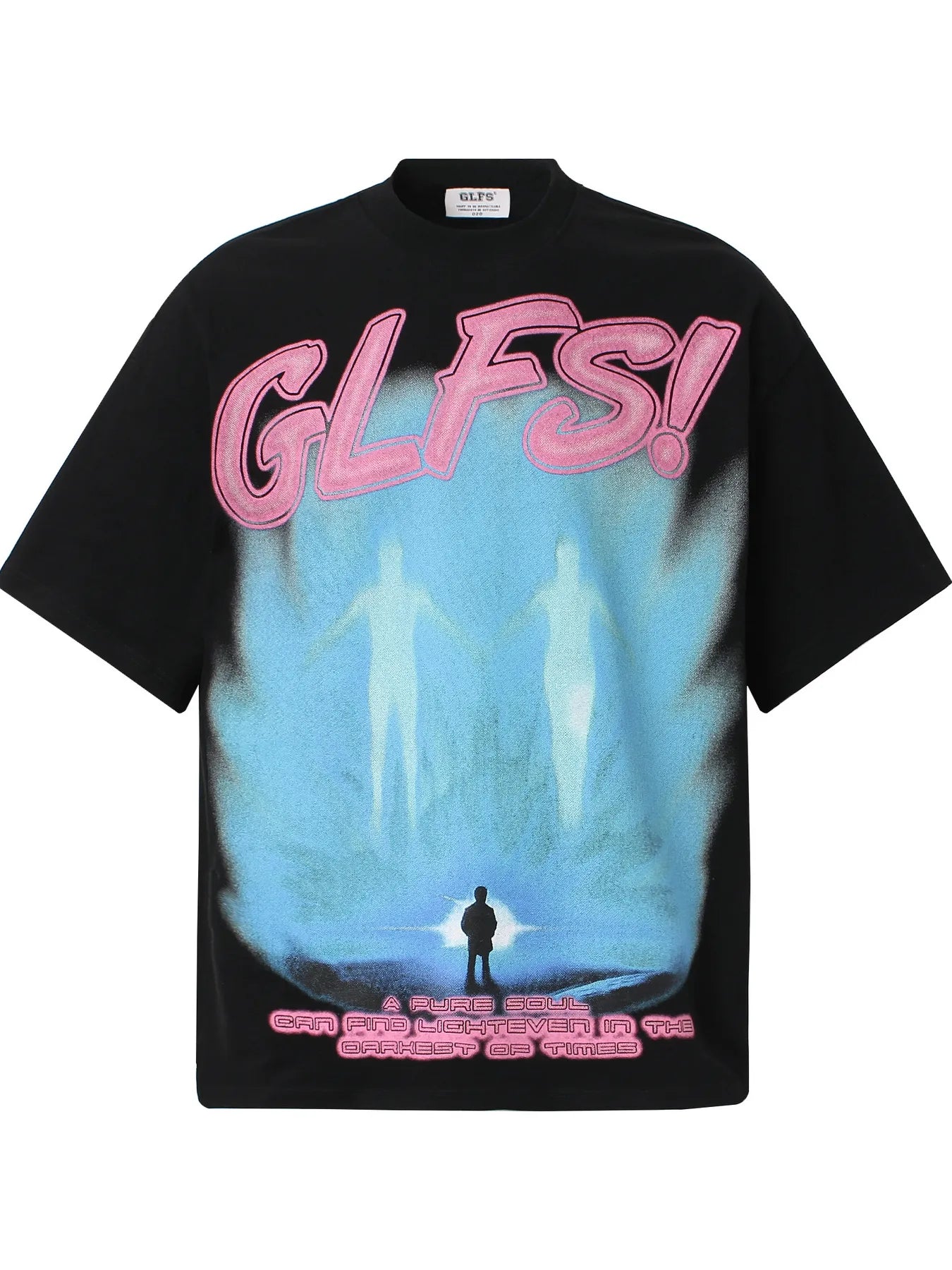 Men's Graphic Round Neck Oversized T-Shirt Black