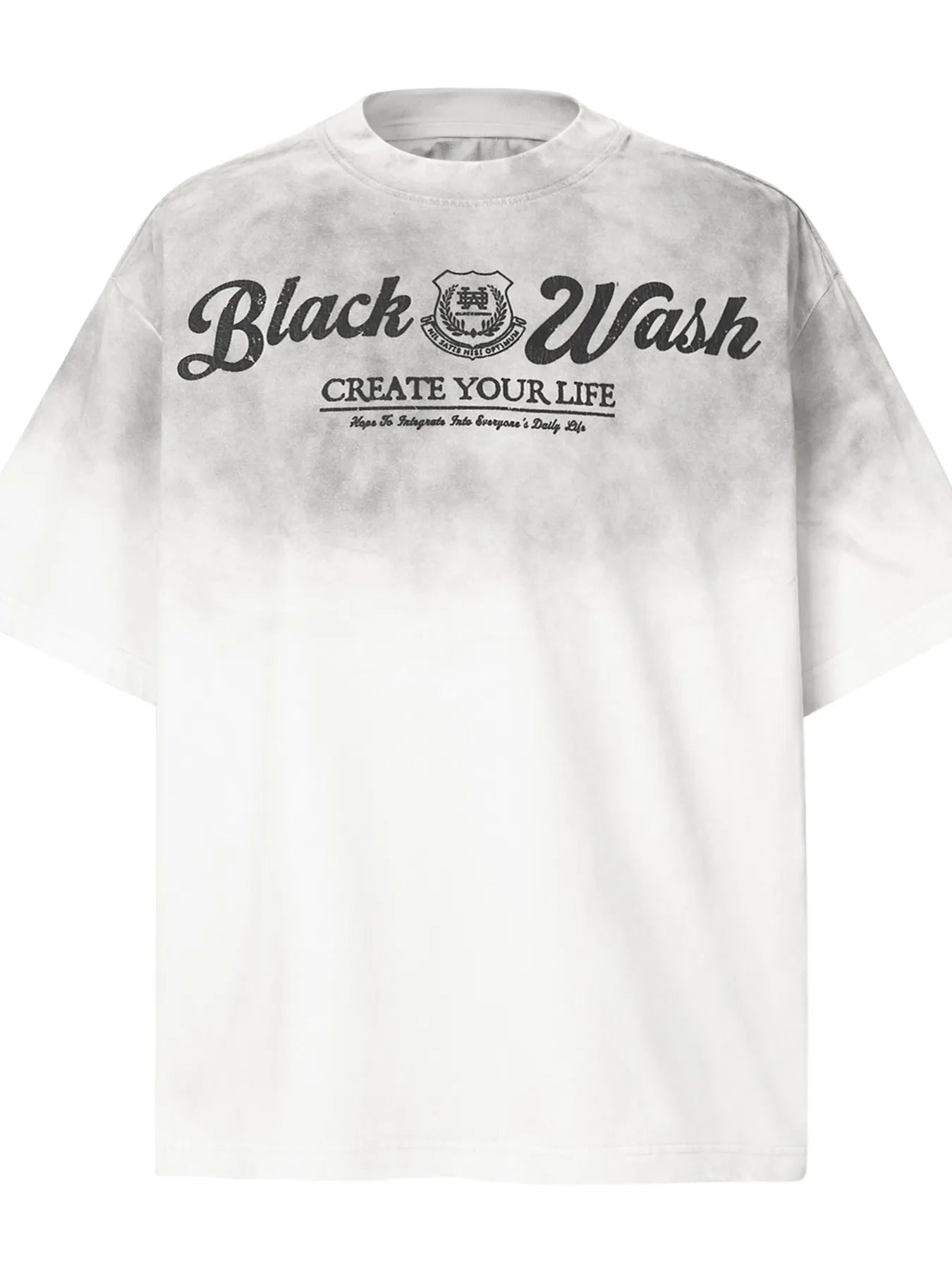 Men's Gradient Letter Round Neck T-Shirt White