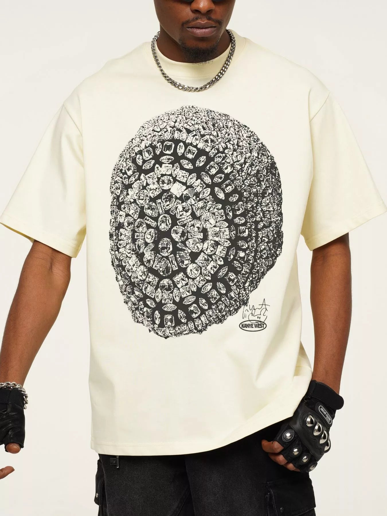 Men's Graphic Round Neck Short Sleeve T-Shirt Pastel Yellow