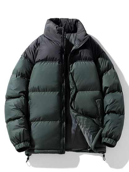 Men's Full Size Padded Zip Up Puffer Jacket Plus Size Army Green