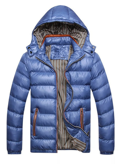 Men's Lightweight Hooded Puffer Jacket Blue