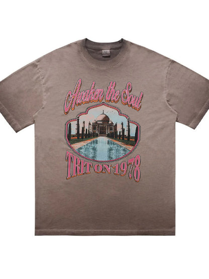 Men's Vintage Wash Graphic Round Neck T-Shirt