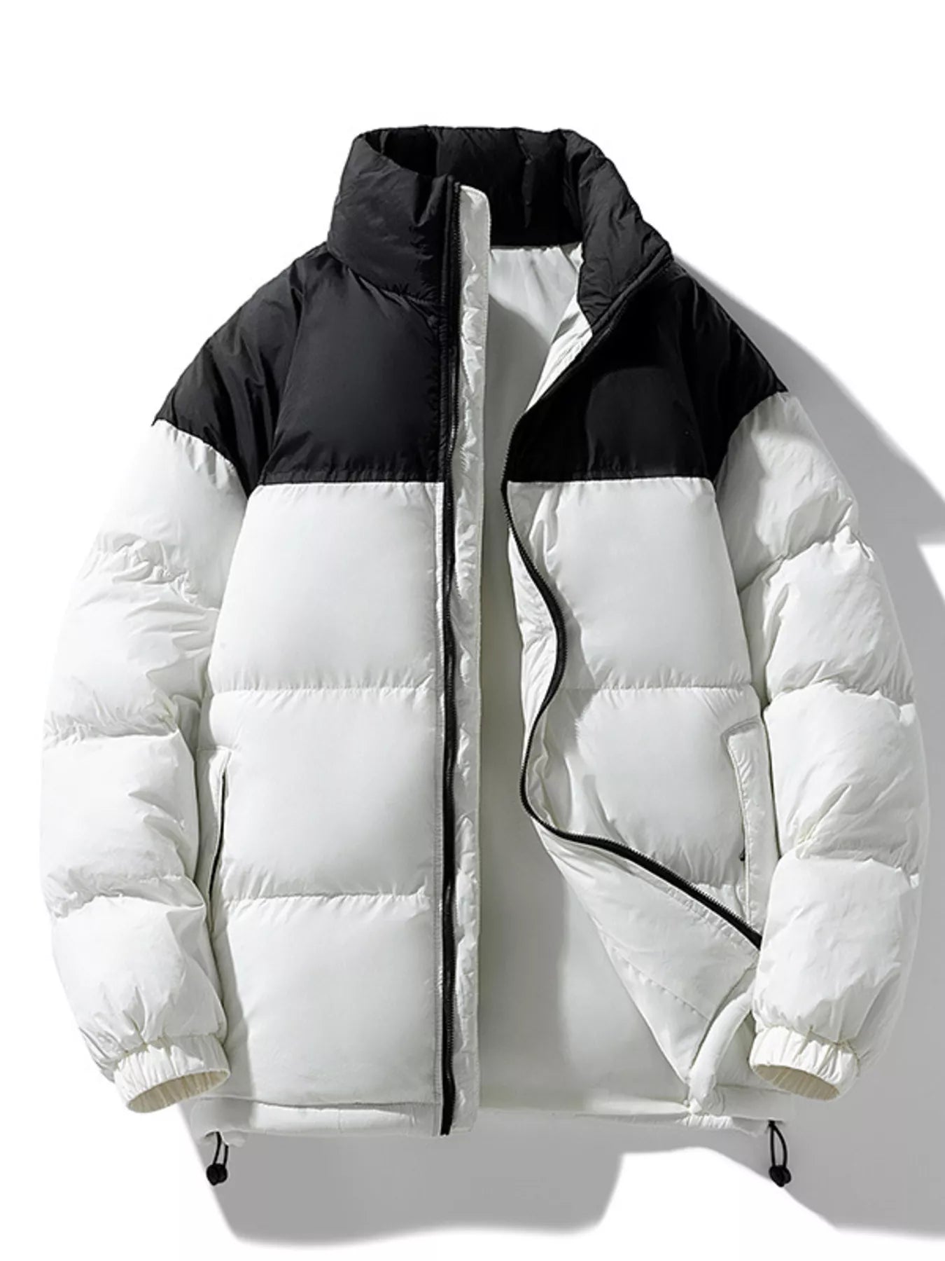Men's Full Size Padded Zip Up Puffer Jacket Plus Size Beige White