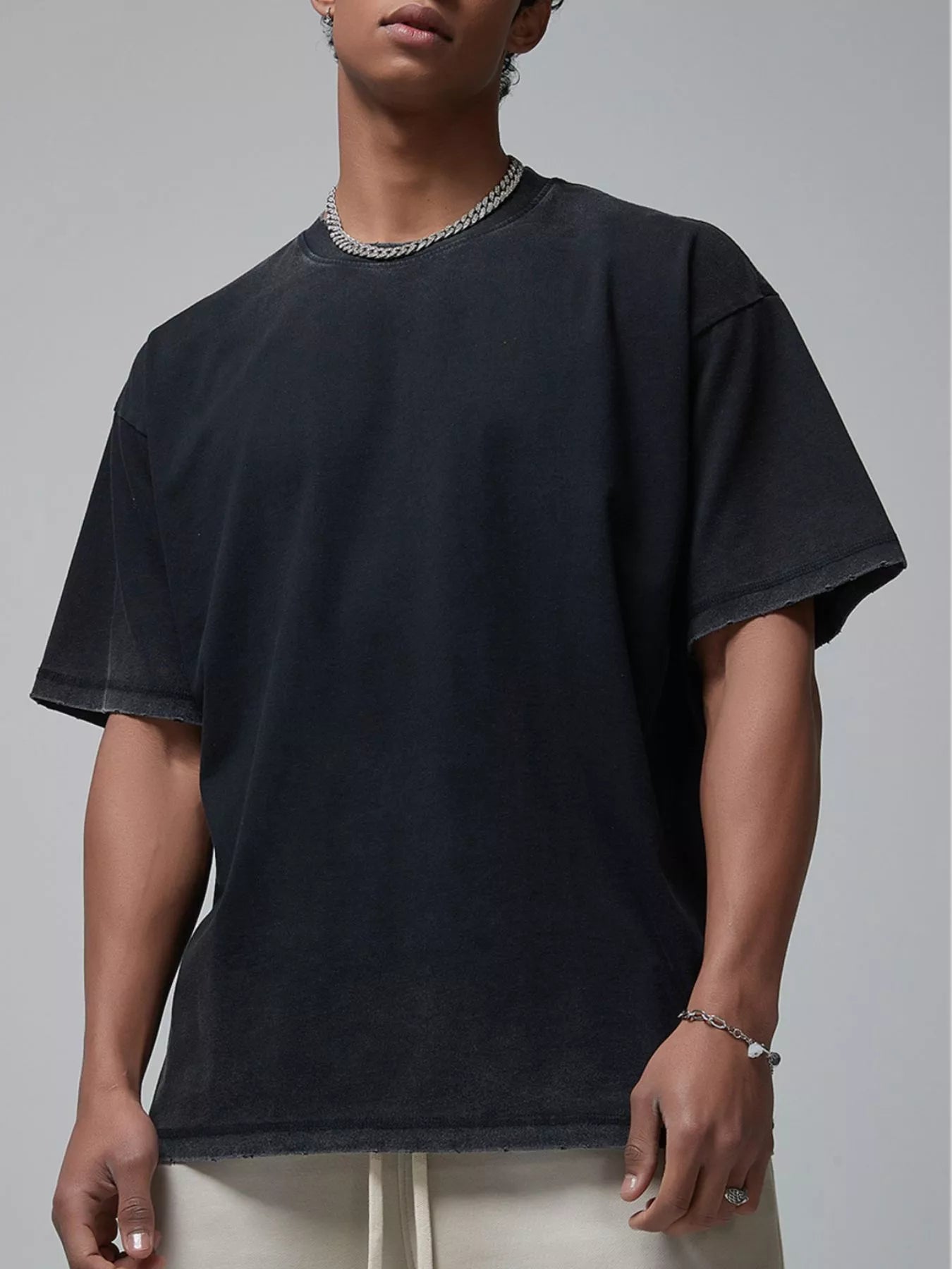 Men's Vintage Washed Oversized T-Shirt Black