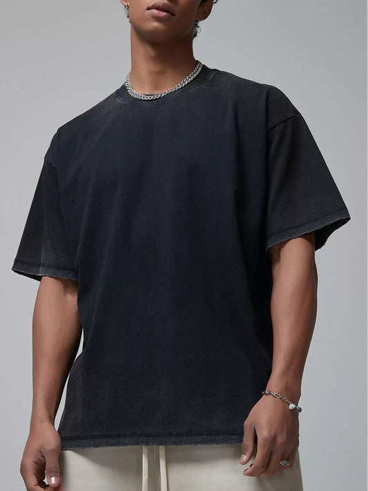 Men's Vintage Washed Oversized T-Shirt Black