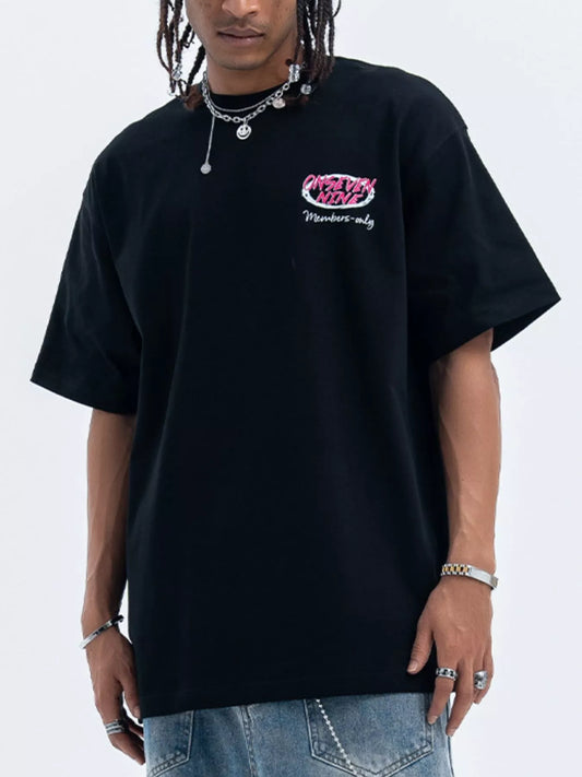 Men's Graphic Short Sleeve Oversized T-Shirt Black