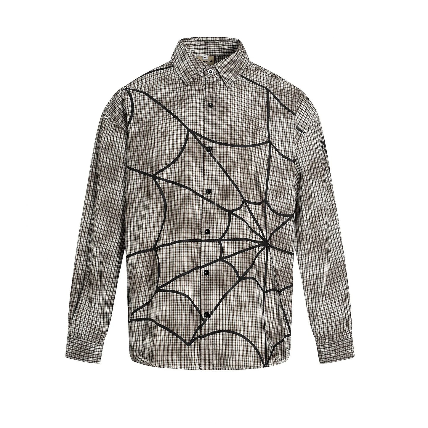 Men's Plaid Button-Up Long Sleeve Shirt Grey