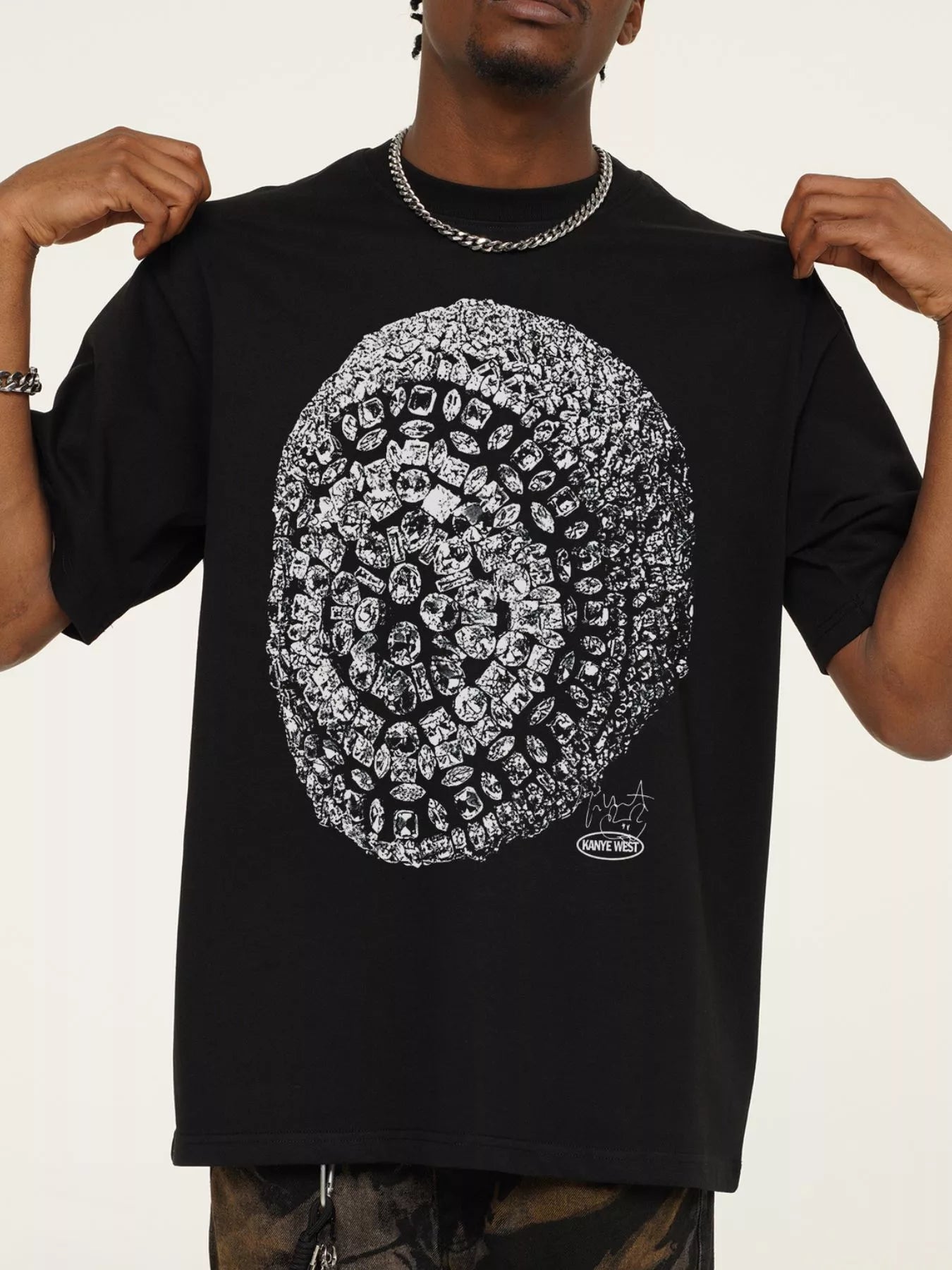 Men's Graphic Round Neck Short Sleeve T-Shirt Black