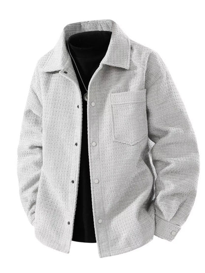 Men's Textured Snap Down Shacket White Gray