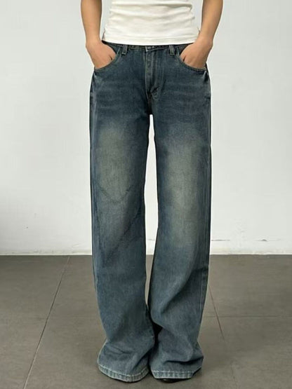 Vintage Wash Wide Leg Jeans