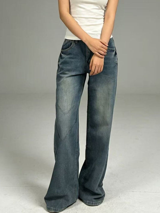 Vintage Wash Wide Leg Jeans Dark
