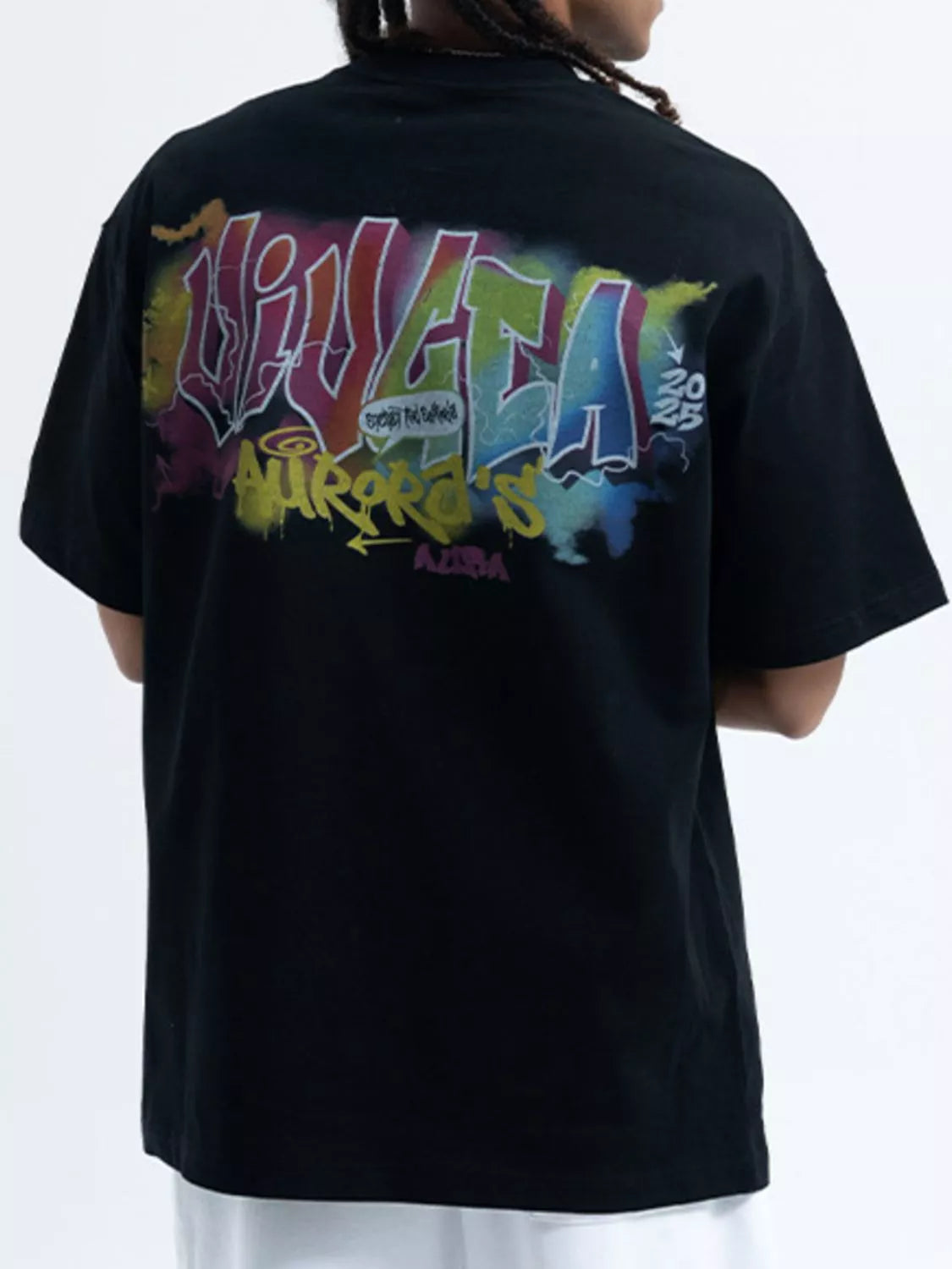 Men's Graphic Round Neck Short Sleeve T-Shirt Black
