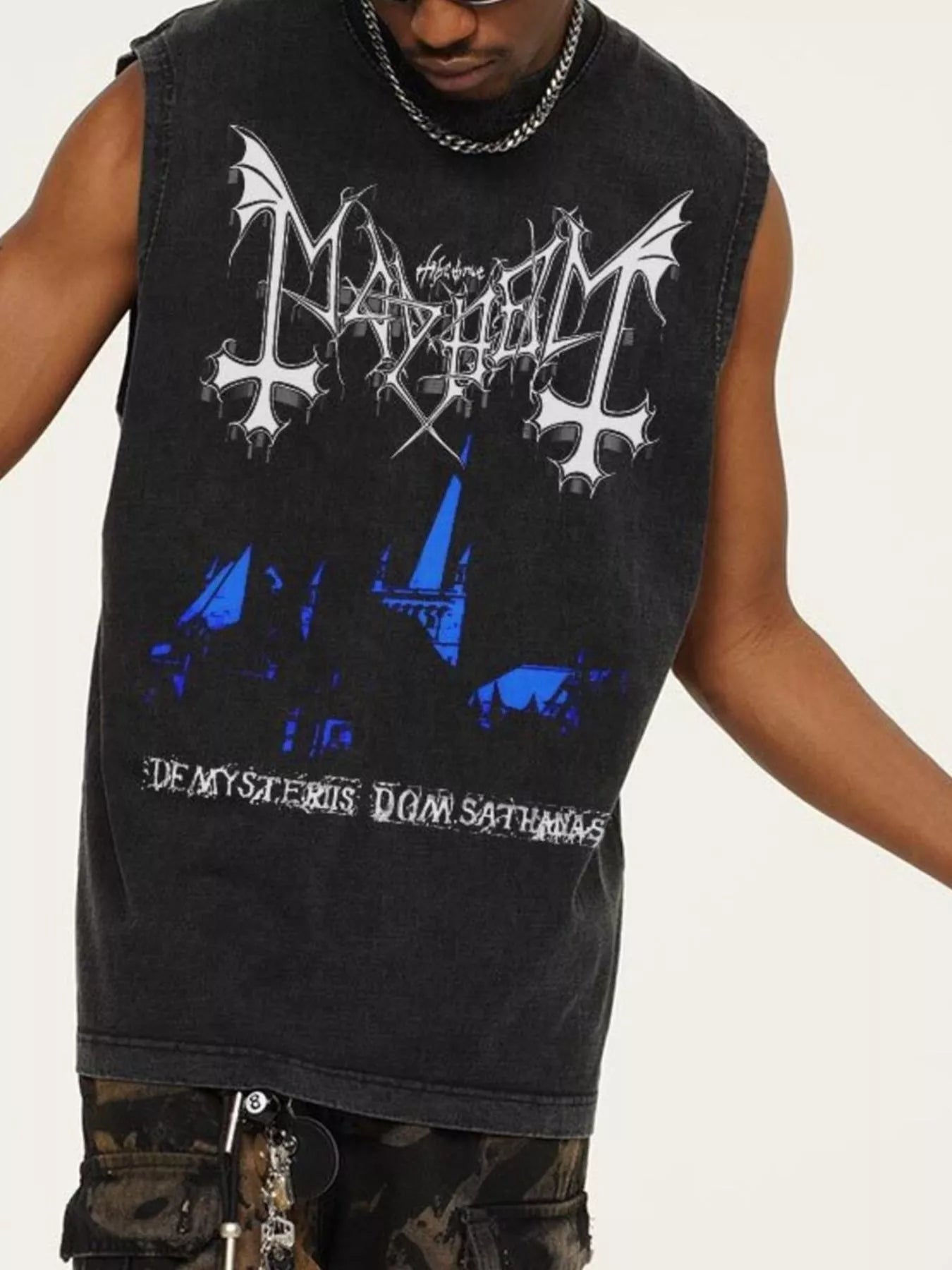 Men's Graphic Vintage Wash Tank Top Dark Gray