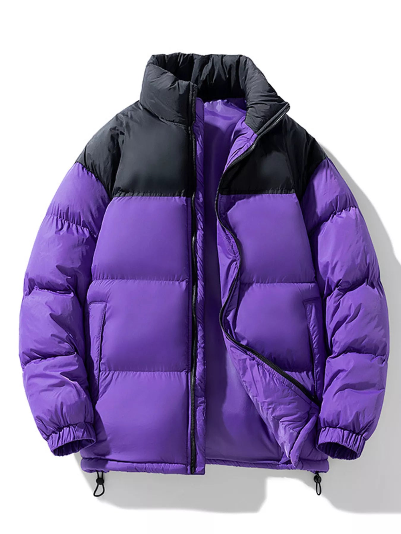 Men's Full Size Padded Zip Up Puffer Jacket Plus Size Purple