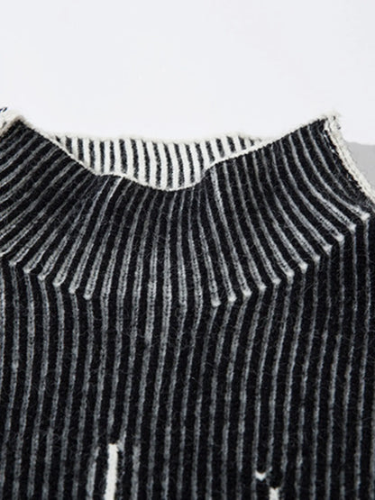 Men's Ribbed Turtleneck Long Sleeve Sweater