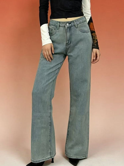 Butterfly Back Wide Leg Jeans Light Blue