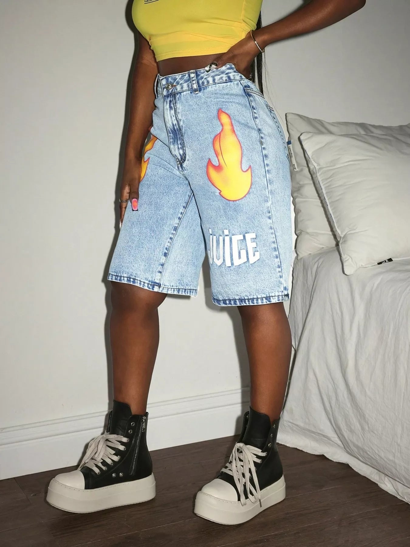 High-Waisted Denim Shorts