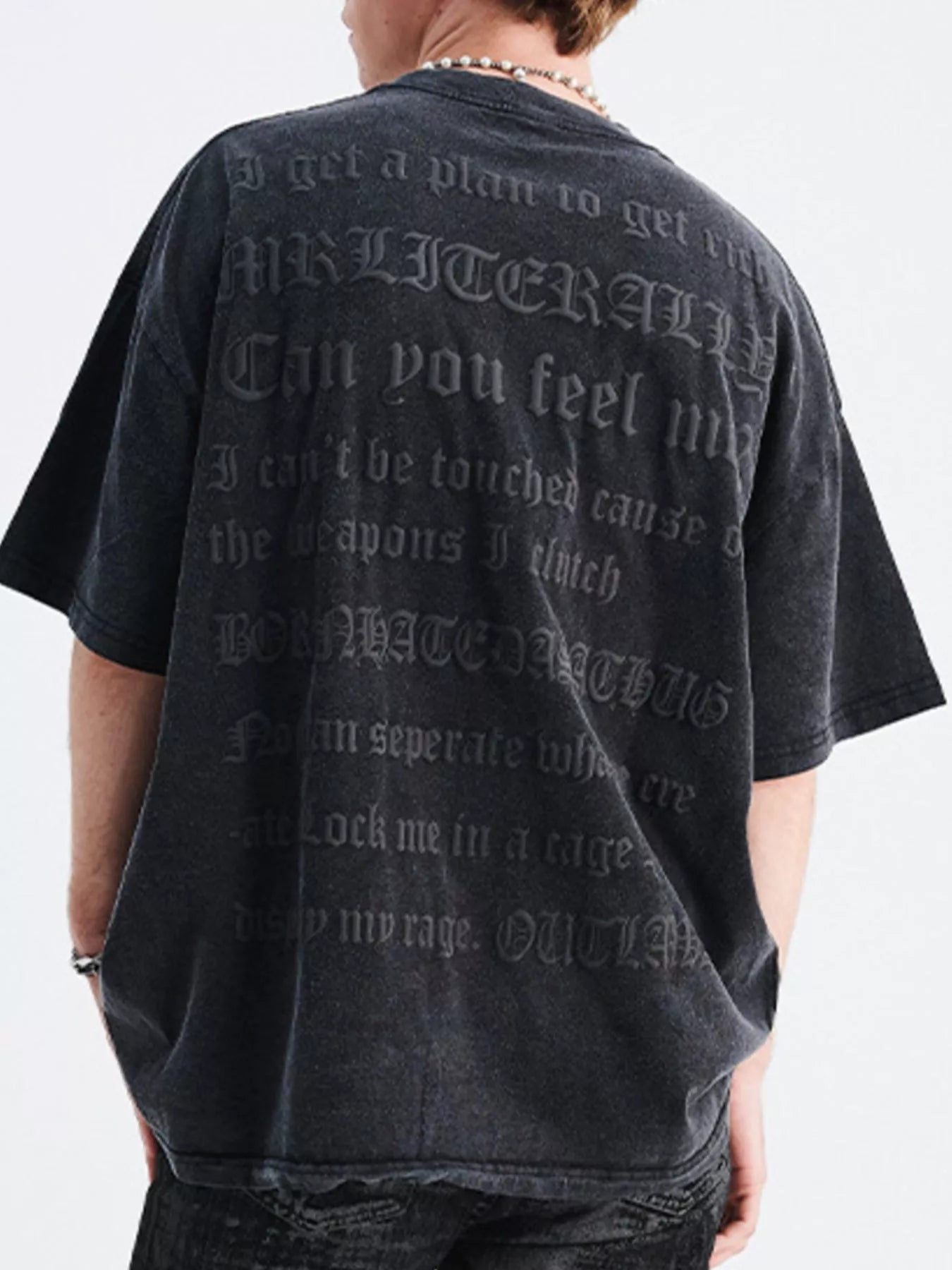 Men's Round Neck Half Sleeve Oversized T-Shirt Black