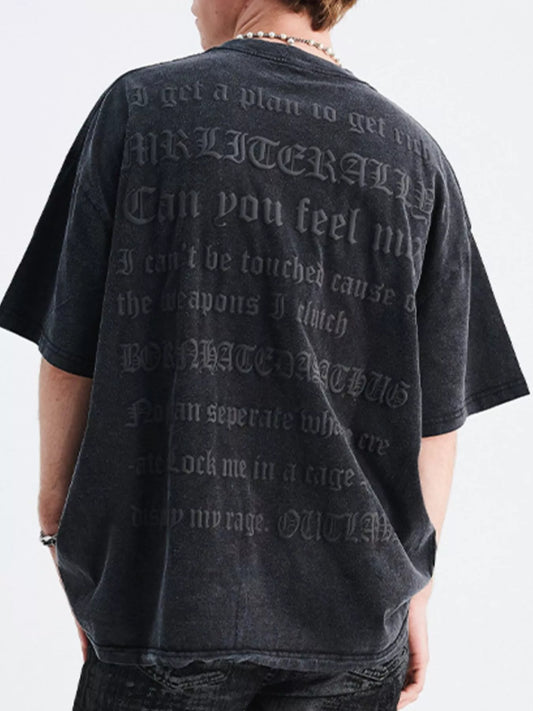 Men's Round Neck Half Sleeve Oversized T-Shirt Black